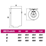 Metalac bojler MB P50R - nerez nádoba PRAKTIK, 454 x 591 x 480 mm