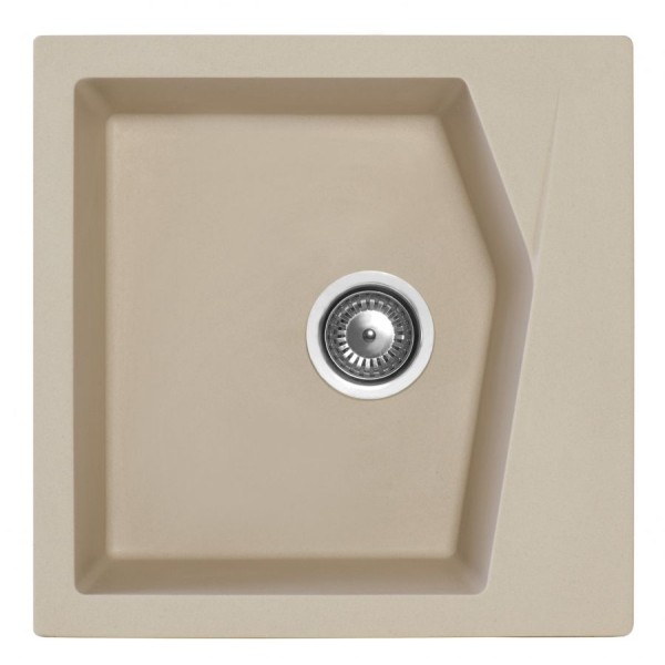 Metalac Inko, dřez X LINEA 50 Grafit šampaň, otvor pro baterii, 500 x 500 mm, průměr  90 mm pro sifon