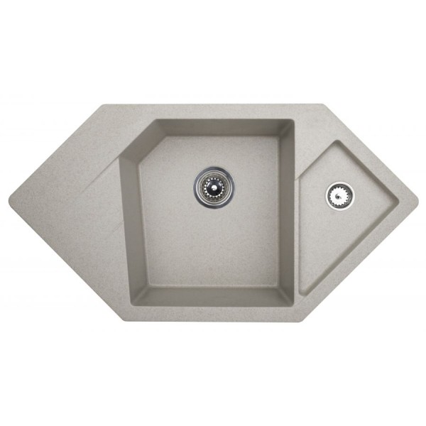 Metalac Inko, X DIAMOND Grafit béžová roh. dřez  960 x 510 x 210 mm, průměr  90 mm pro sifon