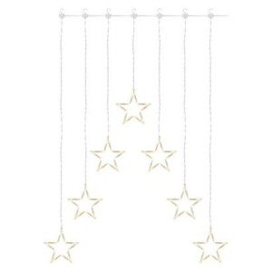 LED vánoční závěs – 7 hvězd, 67x125 cm, vnitřní, teplá bílá
