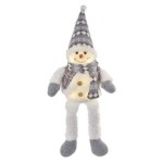 LED vánoční sněhulák sedící, 31 cm, 3x AA, vnitřní, teplá bílá