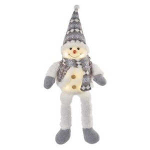 LED vánoční sněhulák sedící, 31 cm, 3x AA, vnitřní, teplá bílá