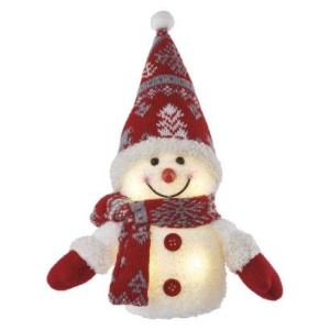 LED vánoční sněhulák svítící, 25 cm, 3x AA, vnitřní, teplá bílá