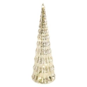 LED vánoční skleněný stromek, 27 cm, 2x AA, vnitřní, teplá bílá, časovač