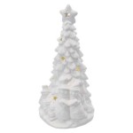 LED keramický stromeček se sněhuláky, 33,5 cm, 2x AA, vnitřní, teplá bílá