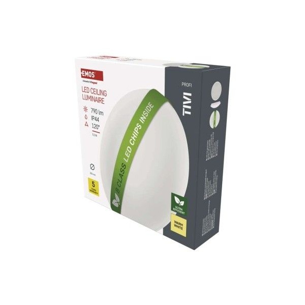 LED přisazené svítidlo TIVI, B CLASS, kruhové bílé 5,5W, IP44, teplá bílá