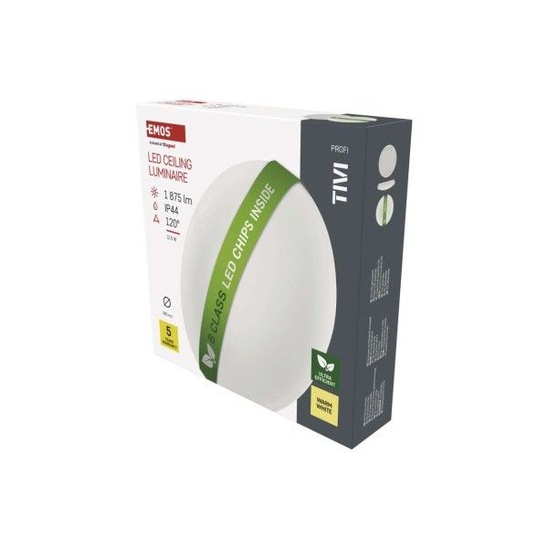 LED přisazené svítidlo TIVI, B CLASS, kruhové bílé 12,5W, IP44, teplá bílá