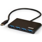 USB-C HUB 4x USB 3.0 Black PORT CONNECT