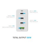 GaN nabíječka 3xUSB-C a USB 100W FIXED