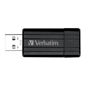 8GB USB Flash 2.0 PinStripe Bk VERBATIM