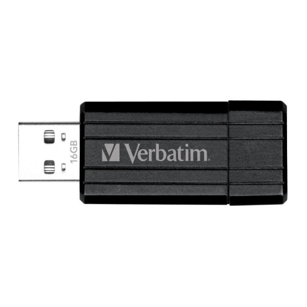16GB USB Flash 2.0 PinStripe Bk VERBATIM