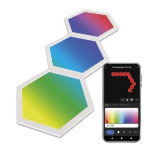 GoSmart LED svítidlo Hexagon, 3 díly, 5,4 W, RGB, stmívatelné, WiFi