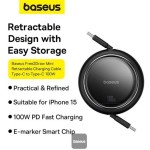 Navíjecí kabel USB-C/USB-C 1m 100W černý
