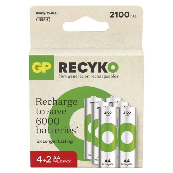 Nabíjecí baterie GP ReCyko 2100 AA (HR6), 6 ks