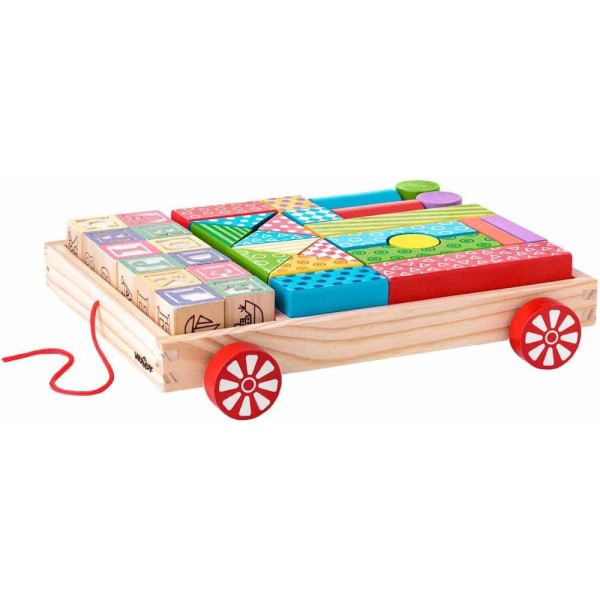 102190913 Vozík s kostkami 35dílů WOODY