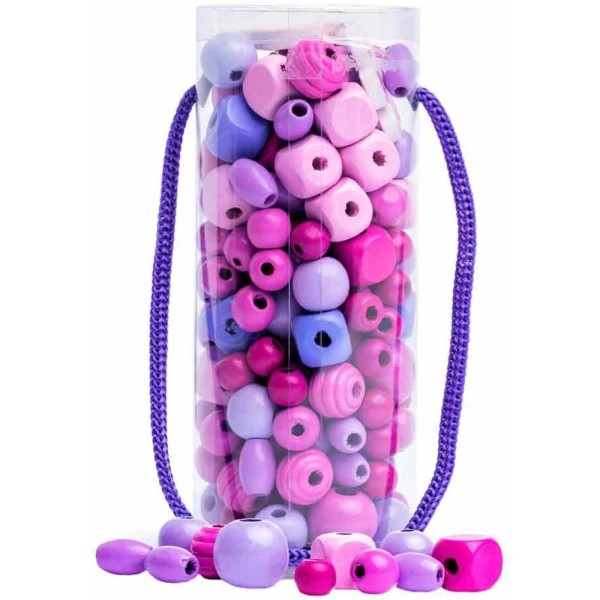 102190219 Korálky v tubě - růžová WOODY