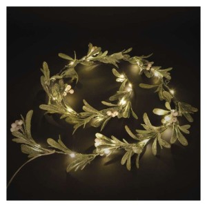 LED vánoční girlanda - jmelí, 1,5 m, 3x AA, vnitřní, teplá bílá, časovač