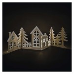 LED dekorace dřevěná - vesnička, 60 cm, 2x AA, teplá bílá, časovač