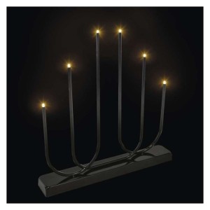 LED svícen kovový bílý, 40 cm, 2x AA, vnitřní, teplá bílá