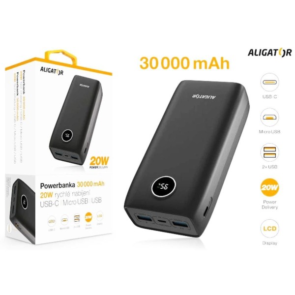 PBPD30BK Powerbanka 30000mAh ALIGATOR