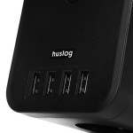 12W 3x zásuvka, 4xUSB, 1.5m černá HUSLOG