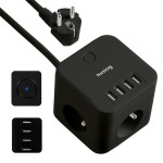 12W 3x zásuvka, 4xUSB, 1.5m černá HUSLOG