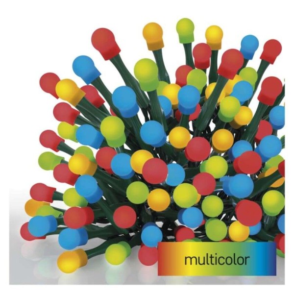 LED vánoční cherry řetěz – kuličky, 20 m, venkovní i vnitřní, multicolor, programy,časovač