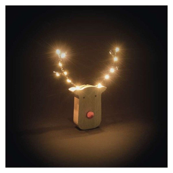 LED dekorace dřevěná – sob, 16 cm, 2x AAA, vnitřní, teplá bílá, časovač,12 ks, display box