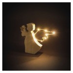 LED dekorace dřevěná – anděl, 13 cm, 2x AAA, vnitřní, teplá bílá, časovač