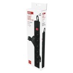 Přepěťová ochrana – 6 zásuvek, 3 m, černá