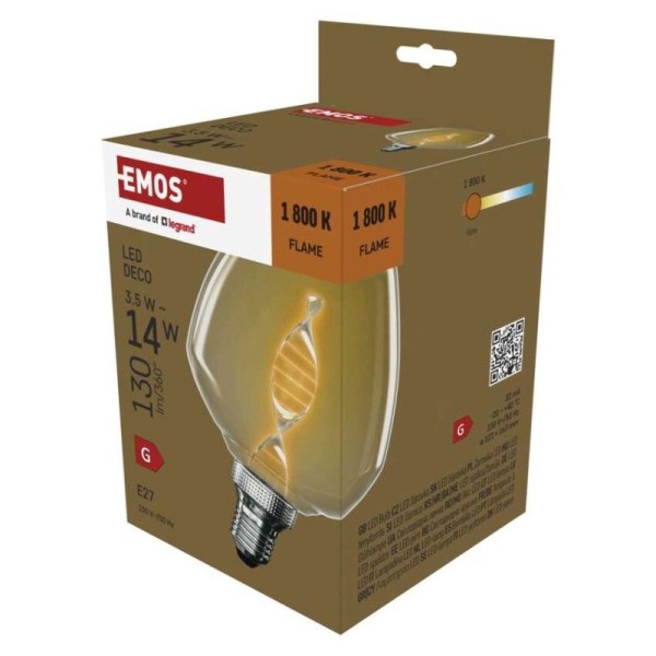 LED žárovka DECO S123 / E27 / 3,5 W (14 W) / 130 lm / flame