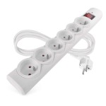 Přepěťová ochrana – 6 zásuvek, 1,5 m, bílá