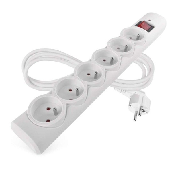 Přepěťová ochrana – 6 zásuvek, 1,5 m, bílá