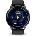 Venu 4 45mm Slate + Black Silicone band