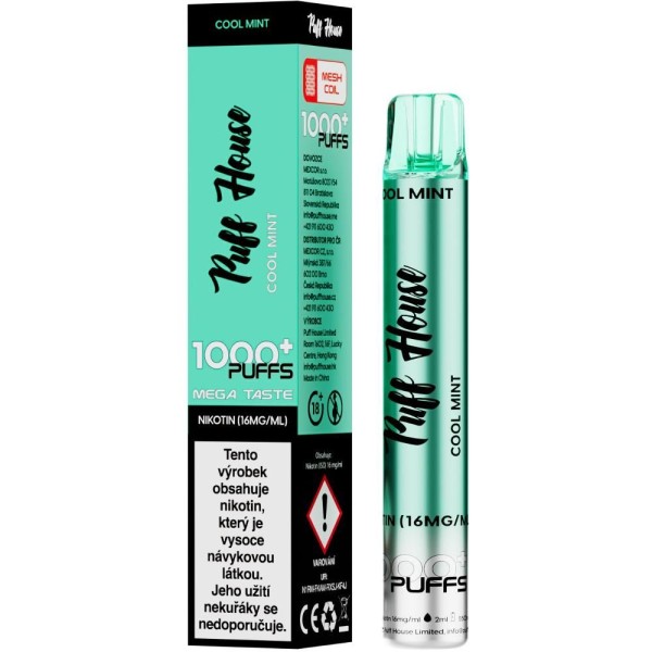 E-CIGARETA 1000+ COOL MINT PUFF HOUSE