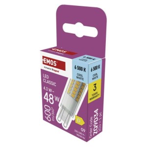 LED žárovka Classic JC / G9 / 4,3 W (48 W) / 600 lm / Studená bílá