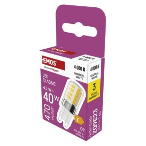 LED žárovka Classic JC / G9 / 4,2 W (40 W) / 470 lm / neutrální bílá