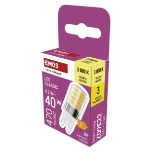 LED žárovka Classic JC / G9 / 4,2 W (40 W) / 470 lm / teplá bílá