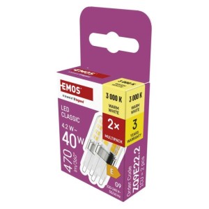 LED žárovka Classic JC / G9 / 4,2 W (40 W) / 470 lm / teplá bílá / 2 ks