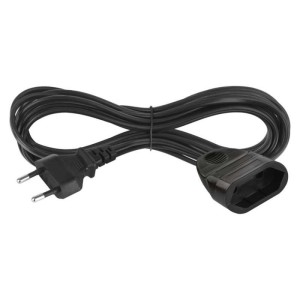 Dvoužilový pohyblivý přívod 5 m / 1 zásuvka / černý / PVC / 0,75 mm2