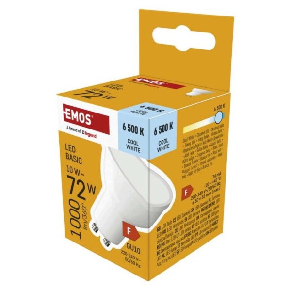 LED žárovka Basic MR16 bílá / GU10 / 10 W (72 W) / 1000 lm / Studená bílá