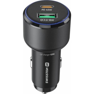 Adaptér USB-C PD + USB-A 63W SWISSTEN