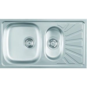 Metalac Inko, nerezový dřez LUNA FLEX 1,5D s odkap. vaničkou, pravý, nerez 0,5 mm (770 x 435 x 155 mm), průměr 90 mm pro sifon, 5 let záruka