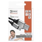USB kabel 2.0 A/M - C/M 1m černý