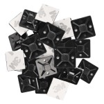 Samolepicí příchytka stahovacího pásku 20×20 mm, černá, 25 ks