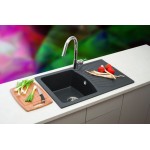 Metalac Inko, obdélníkový dřez X GRANIT QUADRO PLUS, 770 x 500 mm, průměr 90 mm pro sifon, tl. 12 mm (šedý), včetně sifonu