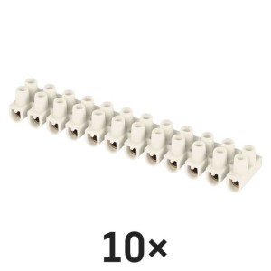Šroubová svorkovnice 12× 2,5–4mm2, 450 V, bílá, 10 ks