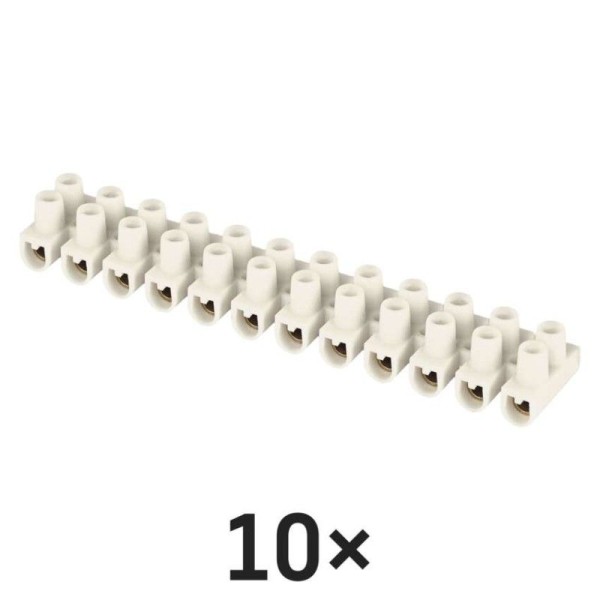 Šroubová svorkovnice 12× 2,5–4mm2, 450 V, bílá, 10 ks