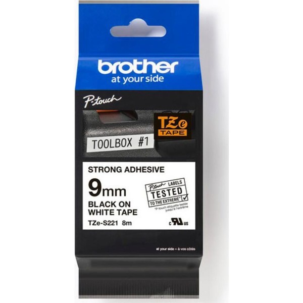 TZES221 Páska 9mm ČB Lam. BROTHER