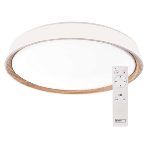 LED přisazené svítidlo ILVI, kruhové 45W, stmív. se změnou CCT, bílá+dřevo